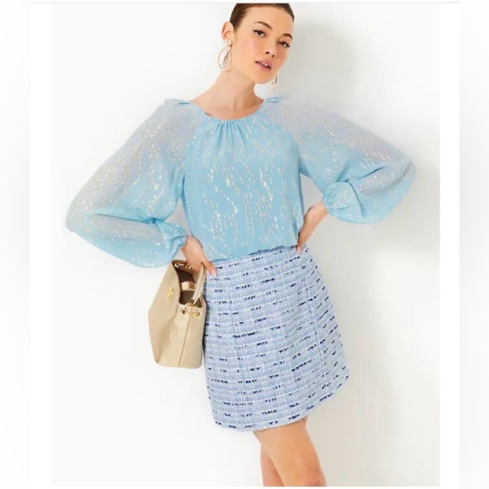 NWT Lilly Pulitzer Kels Mini Skirt Bonaire Blue Coastal Vibes Boucle